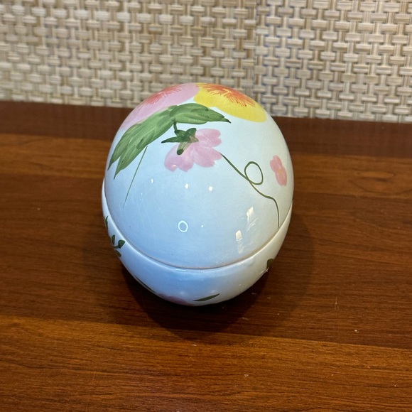 🌟3xHP🌟Blue Floral Ceramic Easter Egg Trinket Dish Decoration - Picture 4 of 8